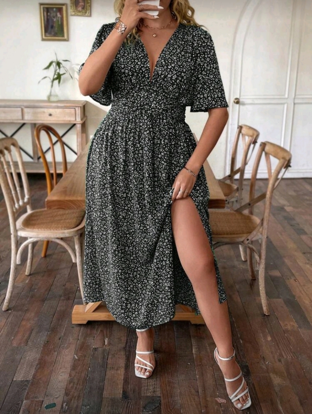 Size 3X Black Floral Summer Dress